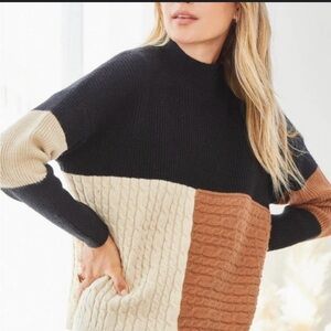 Colorblock knit pullover sweater small NWT